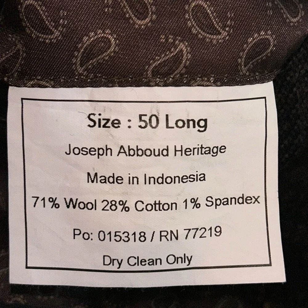TESSUTO ITALIANO LeoMaster JOSEPH ABBOUD HERITAGE BLAZER SIZE 50L Brown Double